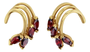 Two Carat Garnet Earrings with Gold Accent 14k Yellow Gold, 2 Pieces