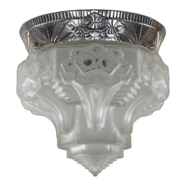1930s French Art Deco Flush Mount by Muller Freres France For Sale