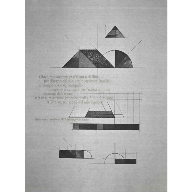 Nippur Temple is an original etching realized by the contemporary artist Walter Valentini in 1977. Hand-signed in pencil...