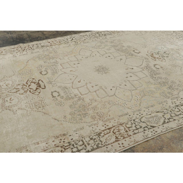 Rug & Kilim Antique Persian Kerman Rug in Tonal Beige With Floral Patterns - Rug & Kilim For Sale - Image 4 of 6