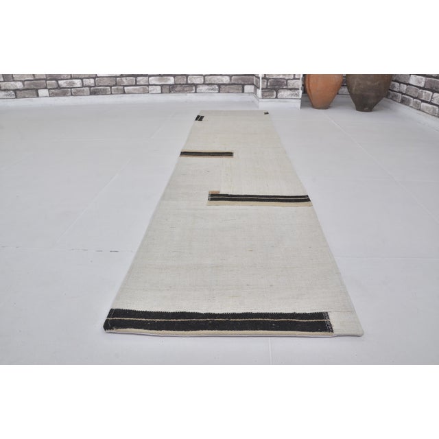 Black & White Neatral Vintage Runner For Sale - Image 4 of 10