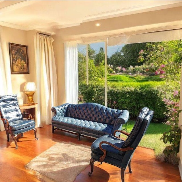 Cerulean 1990s Elevate Your Living Space With This Stunning and Sophisticated Chesterfield Sofa by Classic Leather For Sale - Image 8 of 8