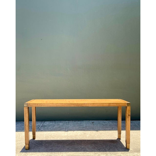 Late 20th Century Vintage Brass Detail Campaign Console Table For Sale - Image 5 of 12