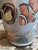 12” Tall Blue Vase With Intricately Carved & Hand Painted Tropical For Sale - Image 4 of 7