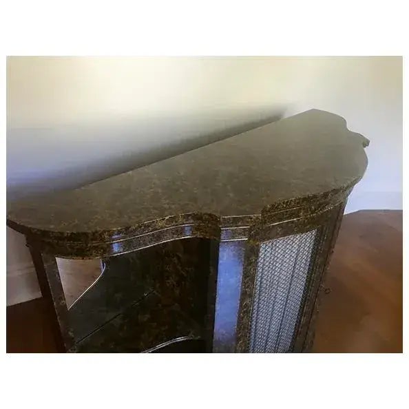 1970s Motivated Seller: 1970s Mastercraft Demilune Faux Tortoise Cabinet Attributed to Henredon For Sale - Image 5 of 11