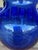 Glass Vintage Spanish Revival Hand-Blown Seeded Cobalt Blue Pinched Dimple Glass Pitcher & Tumbler Set - 8 Pieces For Sale - Image 7 of 8