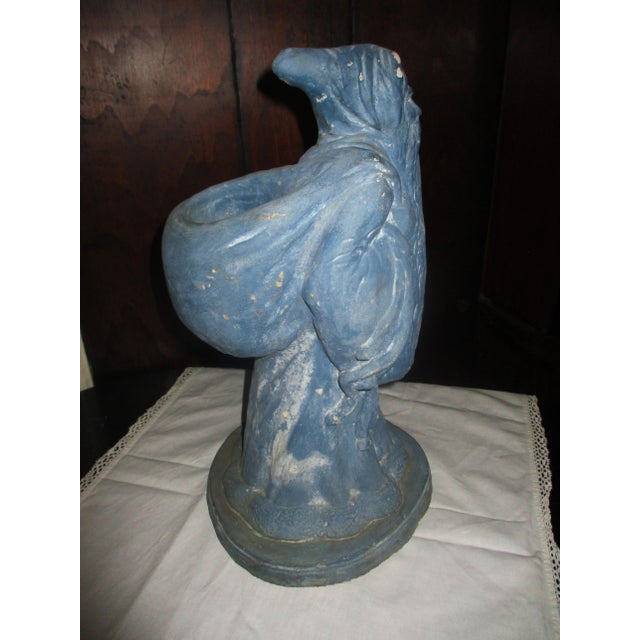 Vintage 1988 Sandstone Concrete Power Blue Father Christmas With Sack For Sale - Image 4 of 6