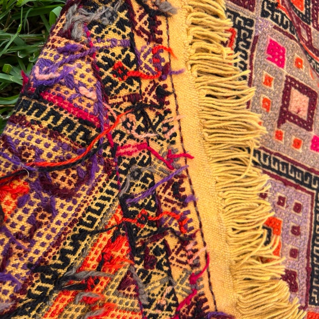 Persimmon 1960s Nomadic Embroidery Cecim Kilim Rug For Sale - Image 8 of 9