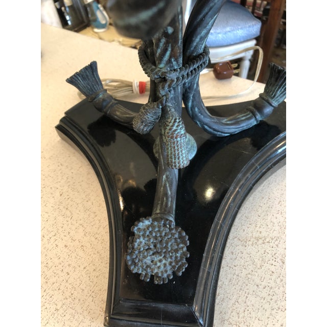 Metal Maitland Smith Bronze Table Lamps With Illuminated Orbs- a Pair For Sale - Image 7 of 12