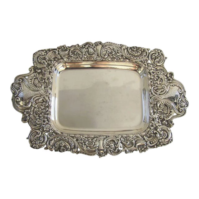 Sterling Silver Repousse Tray by Gorham c1900 For Sale