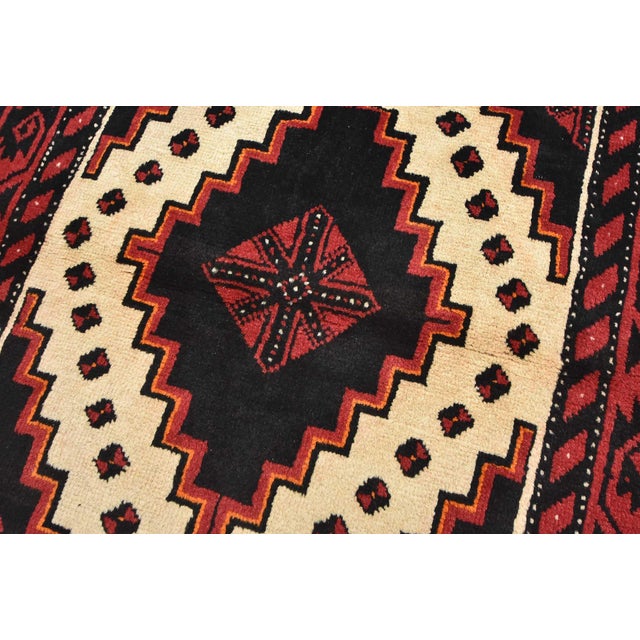 Ivory Baloch Rug 3'2'' X 6'3'' Ivory Wool Vintage Tribal Hand-Knotted Oriental Carpet For Sale - Image 8 of 12