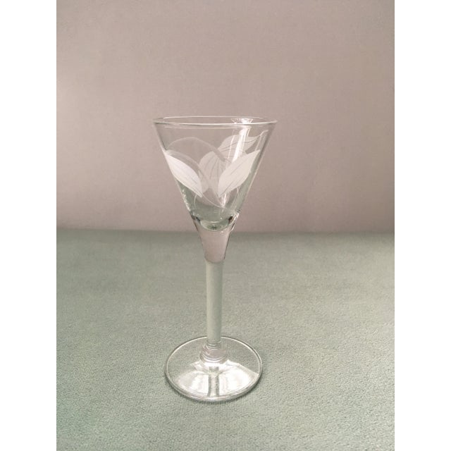 Transparent Late 20th Century Floral Frosted Glass Liqueur Glasses- Set of 4 For Sale - Image 8 of 13