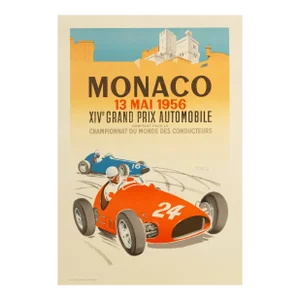 "Monaco Grand Prix 1956" Auto Racing Lithograph Poster