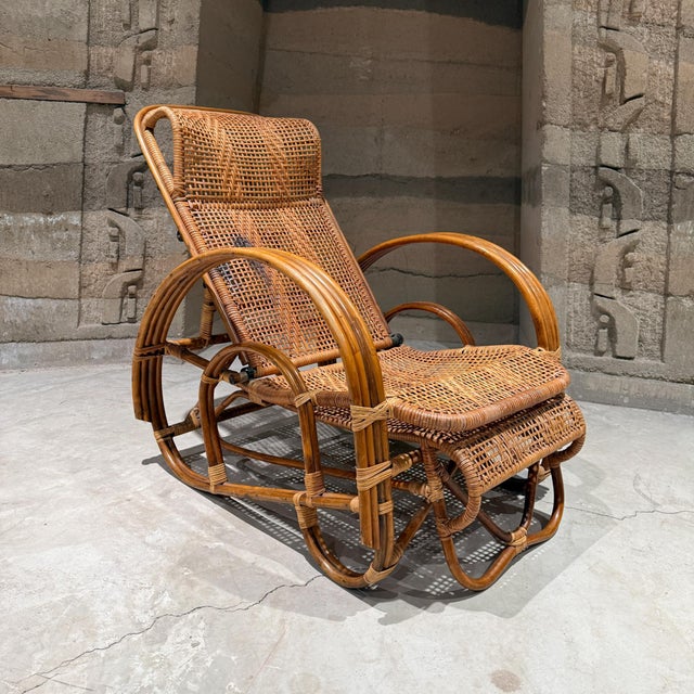 Mid-Century Italian Bamboo & Rattan Reclining Chaise Longue For Sale - Image 16 of 18