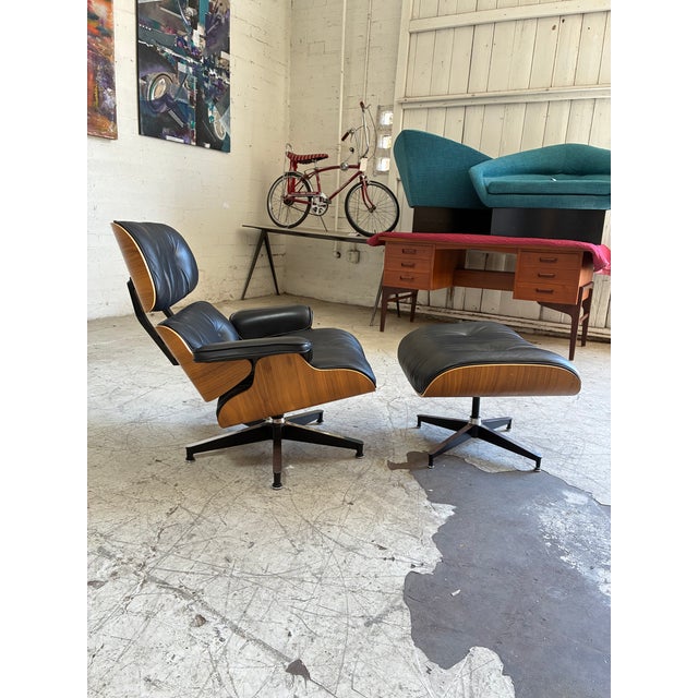 2010s Herman Miller Eames Lounge Chair and Ottoman in Black Leather For Sale - Image 5 of 7