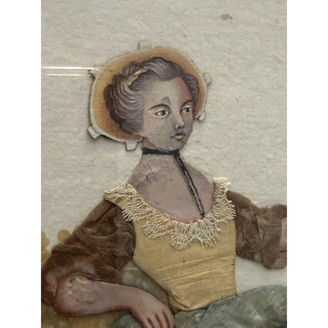 Anonimo, Painted Picture Scene, 1800s, Gouache and Fabric For Sale - Image 3 of 7