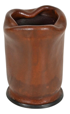 Italian Brown Curved Leather Pen Holder by Nova Tecno, Italy, 1950s