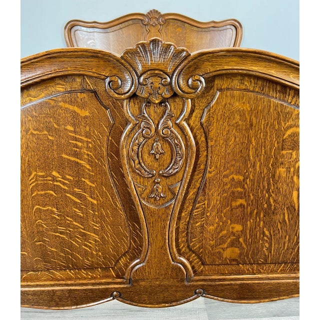 Vintage Louis XV Double Bed Frame in Oak For Sale - Image 3 of 12
