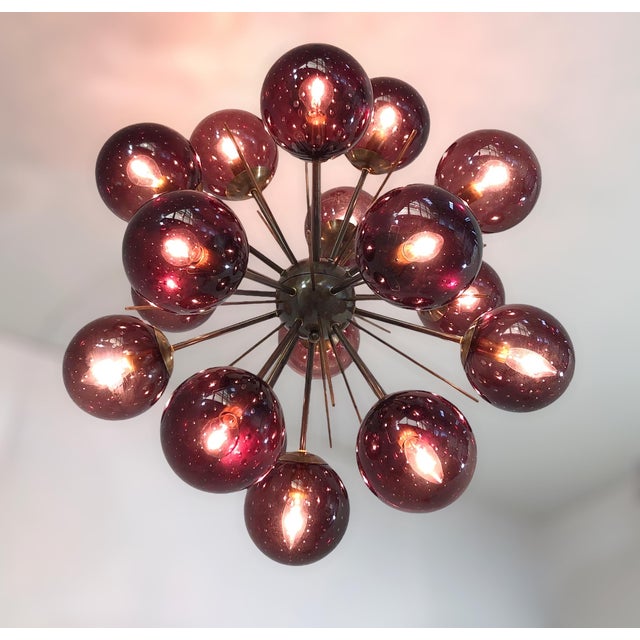 Not Yet Made - Made To Order 21st Century Diciotto Bronze Amethyst Bubbles Murano Sputnik Chandelier by Fabio LTD For Sale - Image 5 of 7