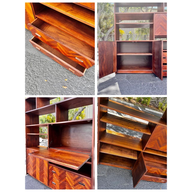 Mid Century Danish Modern Herringbone Room Divider or Dry Bar For Sale - Image 14 of 18
