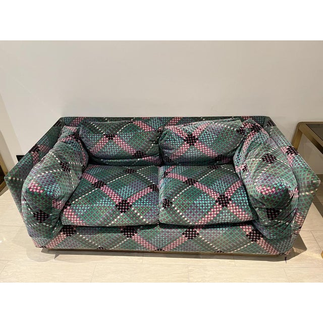 Gray Set of Velvet and Brass Sofas by Ken Scott, 1970s For Sale - Image 8 of 18