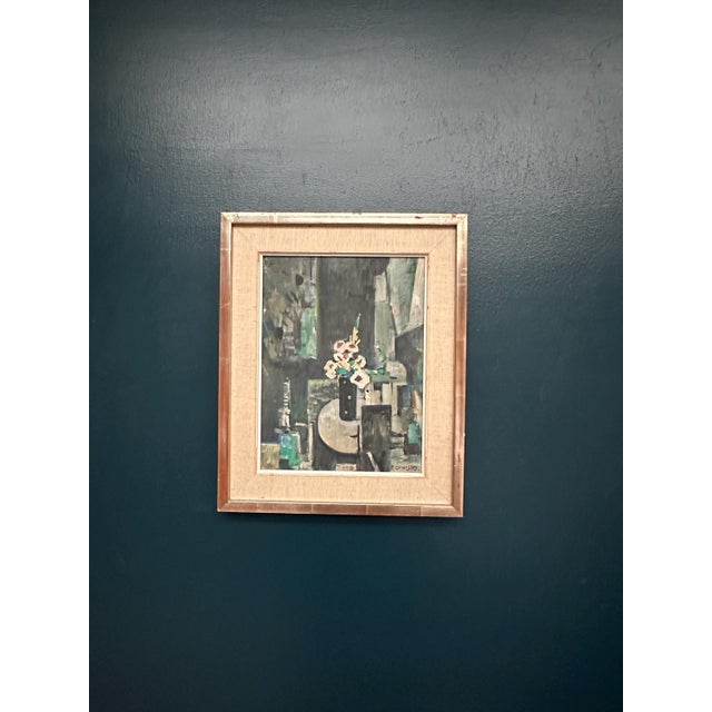Edvin Ollers, White Blossom in Black Vase, 1959, Oil on Canvas, Framed For Sale - Image 14 of 18