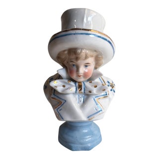 Victorian Hand-Painted Ceramic Boy Portrait Bust For Sale