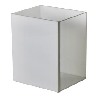Vintage Tizo Style White Lucite Acrylic Waste Basket For Sale