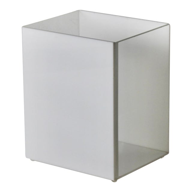 Vintage Tizo Style White Lucite Acrylic Waste Basket For Sale