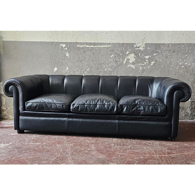 Animal Skin Chesterfield-Style Sofa in Genuine Leather For Sale - Image 7 of 7