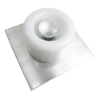 Opaline Glass, Aluminum and Chrome Wall Light from Doria Leuchten, Germany, 1960s For Sale