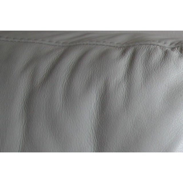Natuzzi Editions Alabaster Color Italian Leather Three Cushion Sofa For Sale - Image 11 of 11