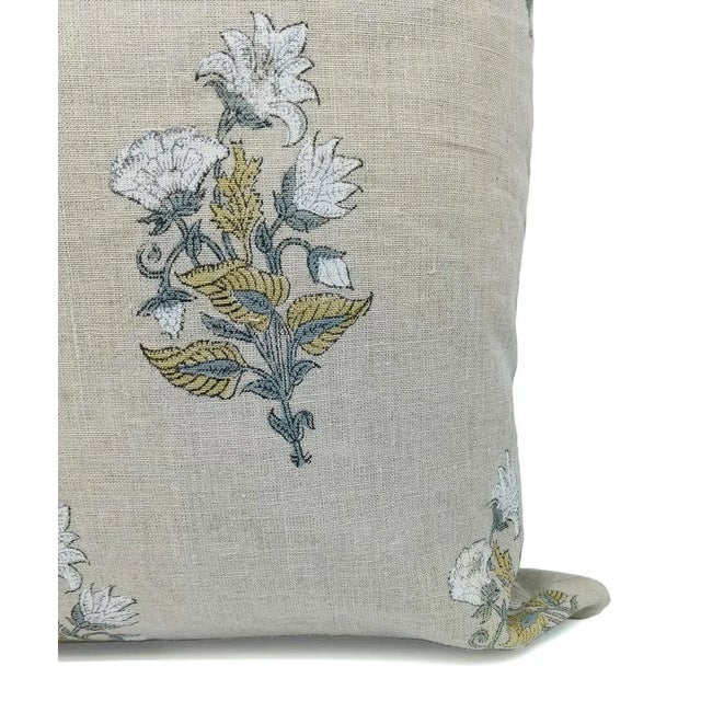 Modern Fabdivine Block Print Handmade Pillow Cover Pure Linen- 12x20 Inch- Abhishek For Sale - Image 3 of 5
