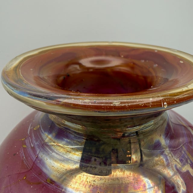 Glass Handmade Iridescent Peacock Glass Vases from Eisch, 1970s, Set of 2 For Sale - Image 7 of 15
