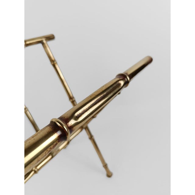 Vintage Gilded Brass & Faux Bamboo Magazine Rack, Italy, 1960s For Sale - Image 15 of 18