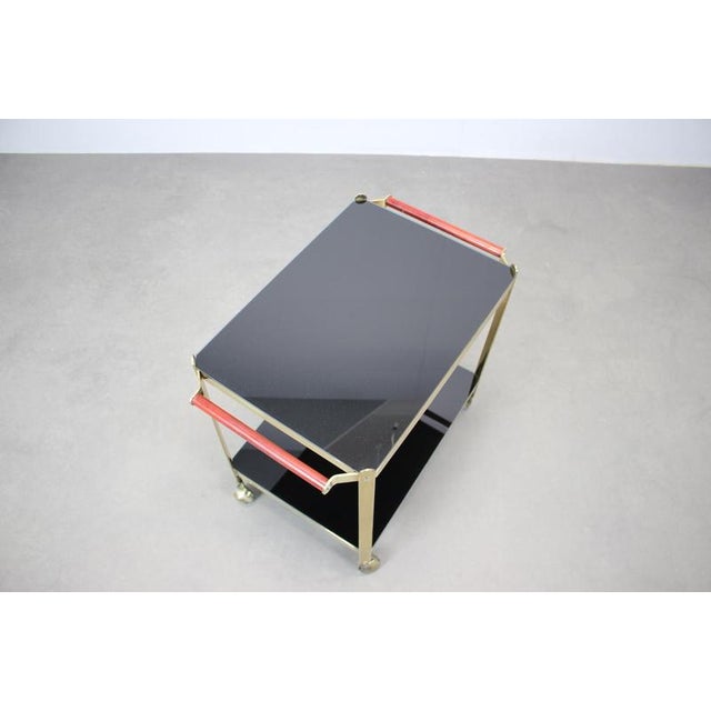Mid-Century Brass Serving Trolley with Black Glass, Germany, 1970s For Sale - Image 10 of 11