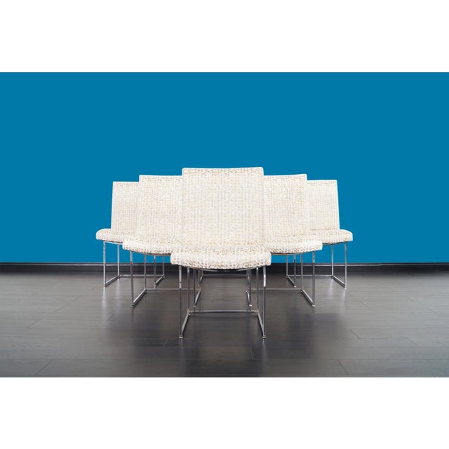 Thayer Coggin Vintage "Thin Line" Chrome Dining Chairs by Milo Baughman for Thayer Coggin For Sale - Image 4 of 13