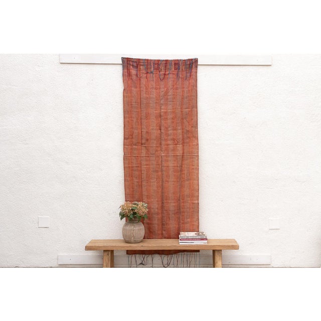 Textile Rust Stripe Silk Kantha Reversible Throw For Sale - Image 7 of 7