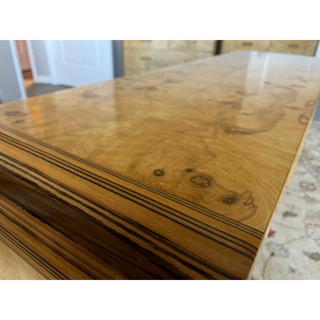 1980s Vintage Henredon Scene Two Burlwood Console Table For Sale - Image 5 of 8