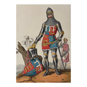 1815 Edward the Black Prince in Armor Hand Colored Engraving