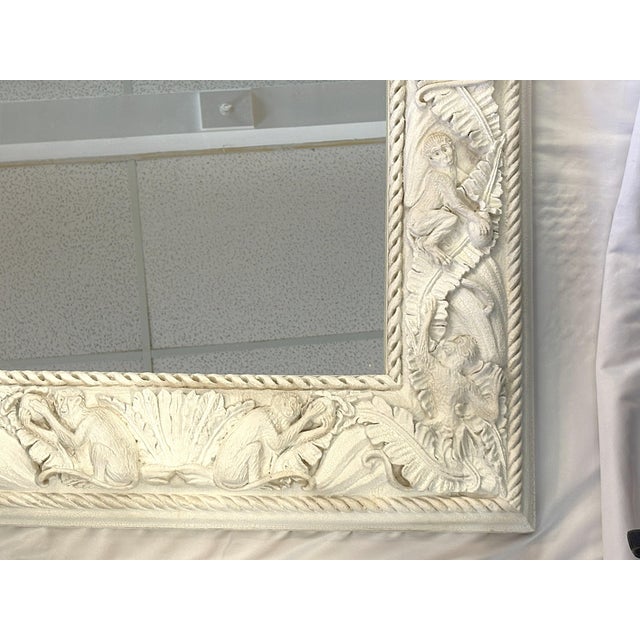 Mid Century Large Coastal Wall Mirror With Monkey and Palm Leaf Motifs For Sale - Image 4 of 18
