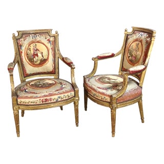 Louis XVI Armchairs, 19th Century, Set of 2 For Sale