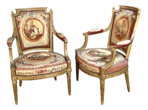 Louis XVI Armchairs, 19th Century, Set of 2
