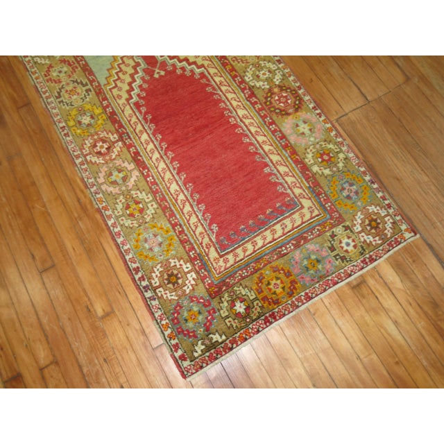 Blue 1940s Colorful Turkish Prayer Niche Rug - 3'3" x 5'8" For Sale - Image 8 of 18