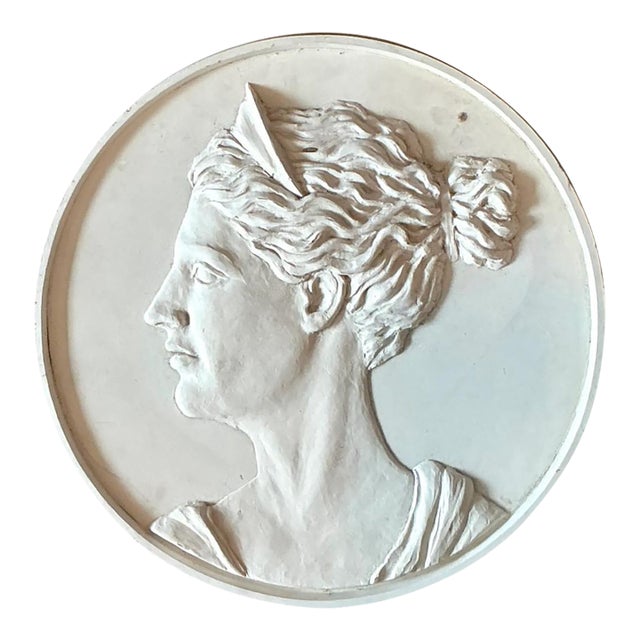Vintage Bas Relief Portrait of Artemis Medallion For Sale