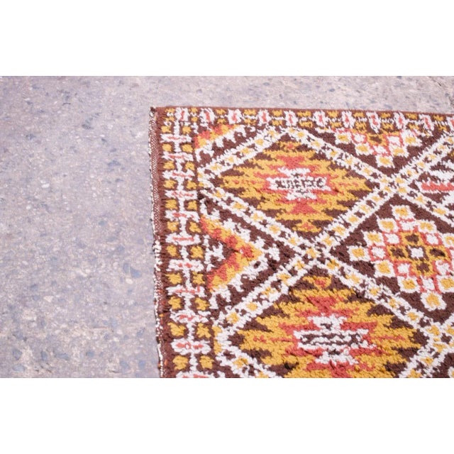 Brown Vintage Hand Knotted Berber Wool Tribal Rug For Sale - Image 8 of 13