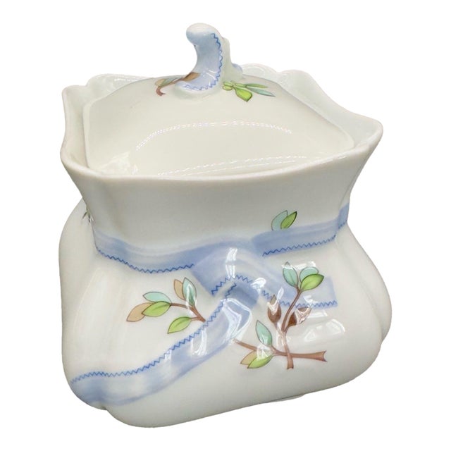 Vintage Porcelain Haviland French Limoges Ribbon Jar For Sale