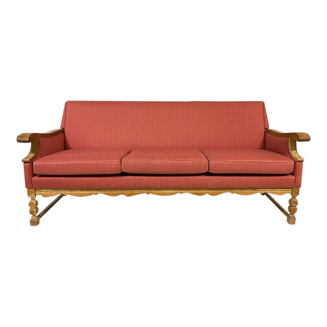 Danish Mid Century Modern Red Sofa For Sale