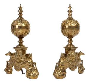 Large Vintage Neo-Classical Copper Firebucks, France, 1940, Set of 2