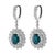 Beautiful natural oval emerald drop earrings with a diamond halo. 7.07 carats total gemstone weight. 2 oval emeralds, 3.19...